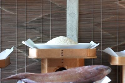 神前に供えられた献穀米です。